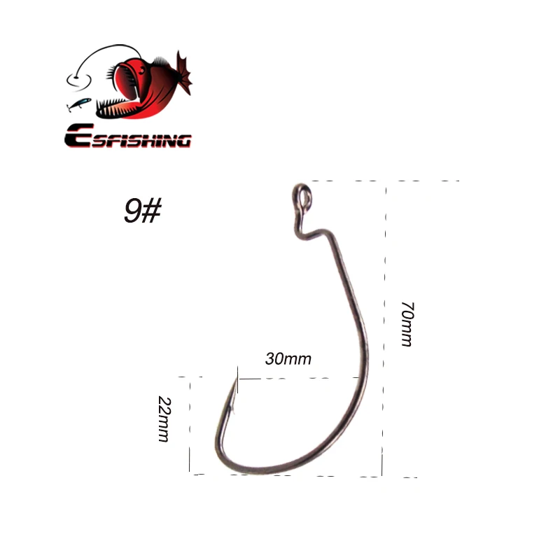 ESFISHING Offset Hook Carbon Steel Fishing Hooks Crank Big Bass Hook  Crank Barbed Hook for Soft Fishing Lure