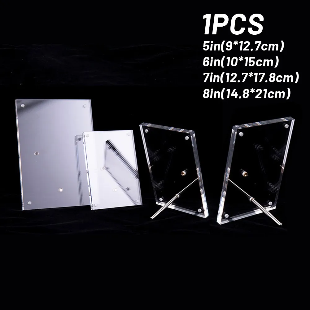 

1 Pcs 5 Inch /6 Inch /7 Inch Acrylic Photo Frame HD Transparent Table With Nail Display Rack And Plexiglass Table Card