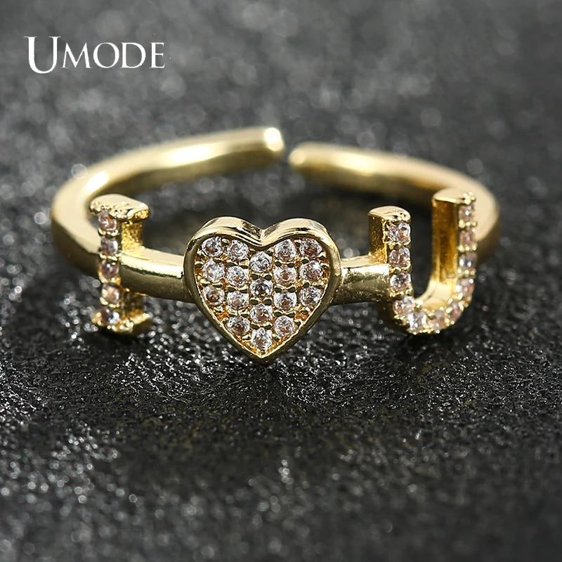 

UMODE NEW Fashion IOVE Cubic Zirconia Open Personality Ring for Women Wedding Enaggement Jewelrys Anel Bijoux Femme UR0640