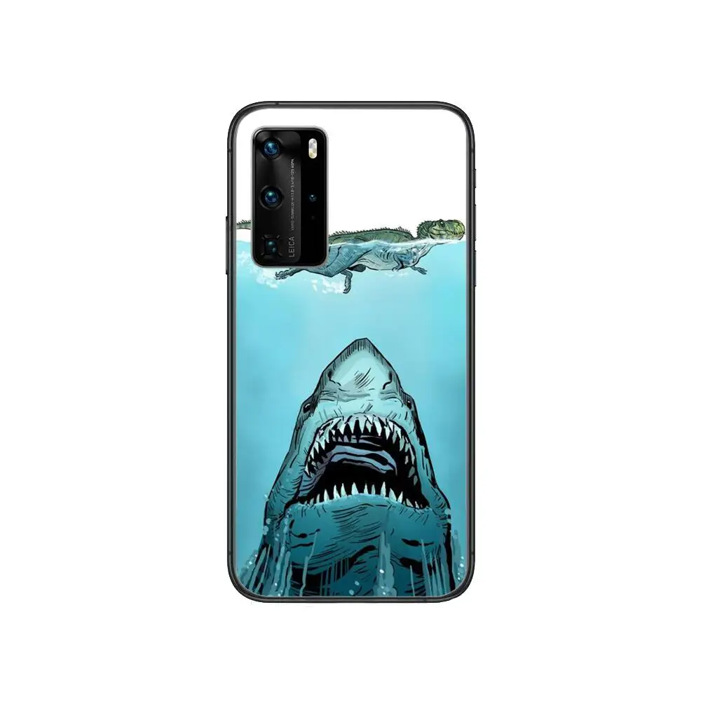 

Sea animal shark case Clear Phone Case For Huawei Honor 20 10 9 8A 7 5T X Pro Lite 5G Black Etui Coque Hoesjes Comic Fash