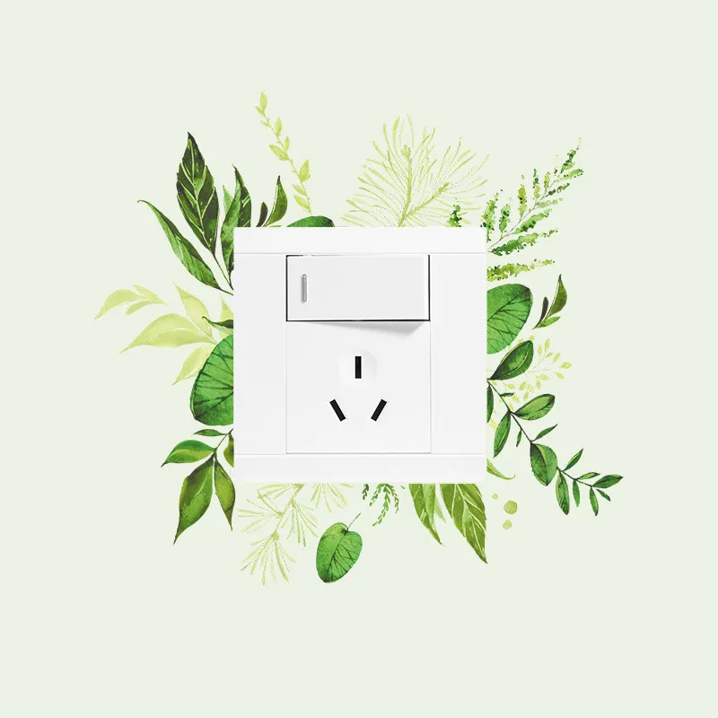 Наклейка на стену с зелеными листьями стикер сделай сам для креативного