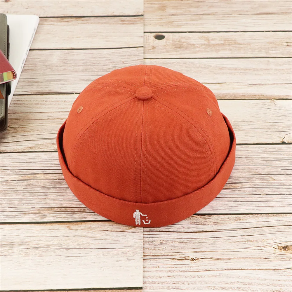 Brick Red TOHUIYAN, без закручивания, вышивка, без полей, головные уборы для мужчин и женщин, хлопок, Череп, шапка s, Молодежная, без полей, шапка Docker, моряк, шапочка - Цвет: Brick Red