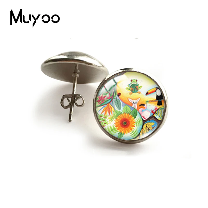 

2021 New Earth Day Stud Earring Love Round Earrings Glass Dome Jewelry Gifts Women