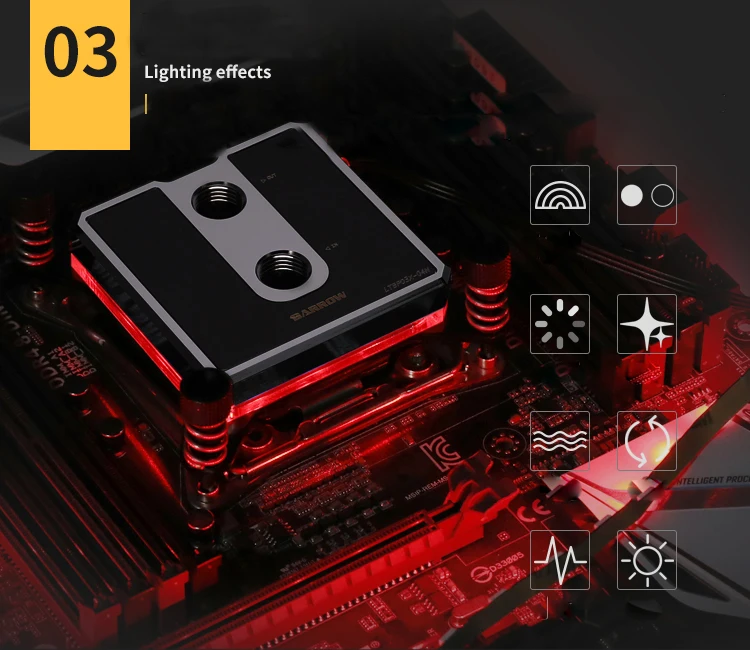 Курган Процессор воды блок использовать для Intel LGA1150 1151 1155 1156 гнездо/POM/латунь металлический Топ/A-RGB светильник Совместимость 5V GND 3PIN