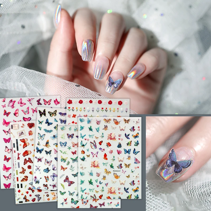 2020 Горячие DIY 3D наклейки для ногтей клейкие Инструмент Бабочка изображение тату