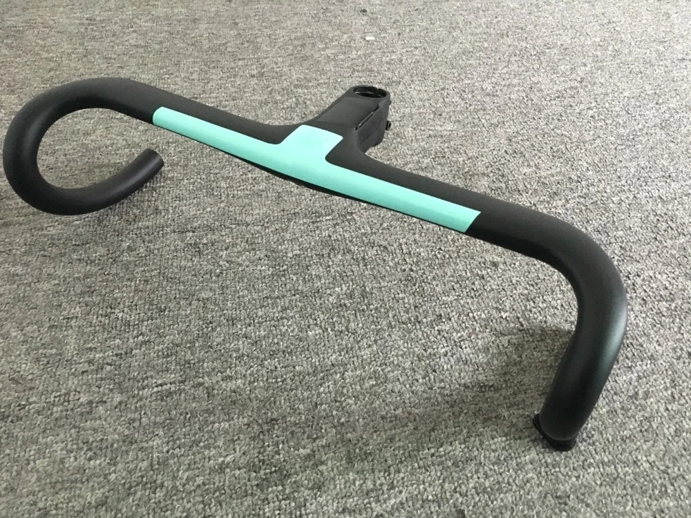 Goedkoop Hoge Kwaliteit Carbon Racefiets Geïntegreerd Stuur Met Stuurpen Super Licht Breken Wind Zwart Met Witte Carbon Stuur Voor 28.6mm