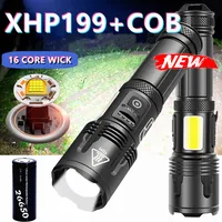 2022 XHP199 16-ядерный USB Перезаряжаемый COB рабочий светодиодный фонарик с зумом самый мощный светодиодный тактический светильник онарик с батаре...