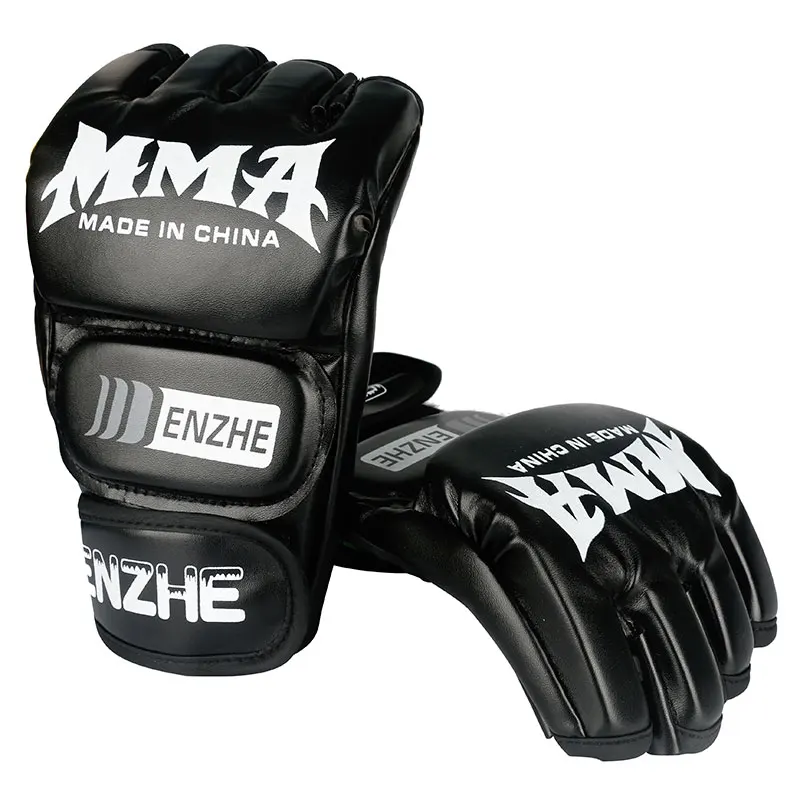 

ENZHE Professional MMA Boxing Gloves Men's Half Finger PU Leather Karate Taekwondo Gloves Women's Sanda Training Gloves