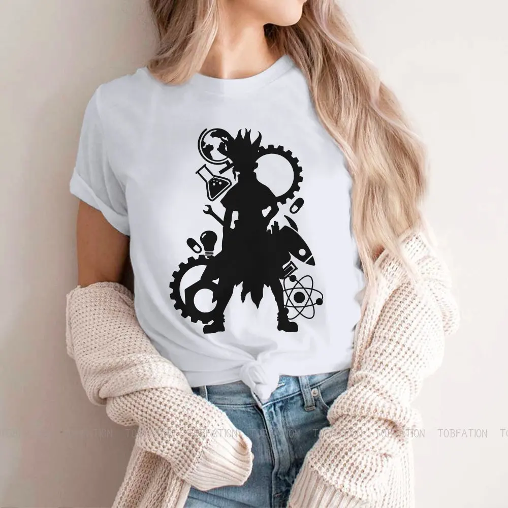 

Dr Stone Chemistry Anime TShirt for Woman Girl Senku Black Silhouette Basic Summer Tee T Shirt High Quality Trendy Loose 5XL