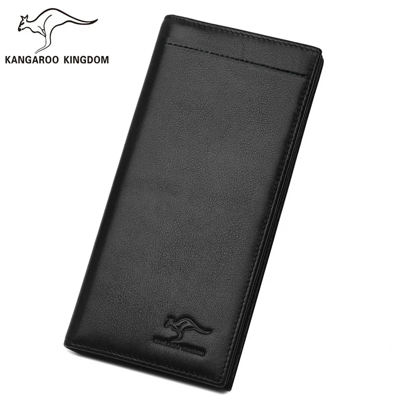 

KANGAROO KINGDOM luxury brand men wallets genuine leather long business male card holder bifold purse