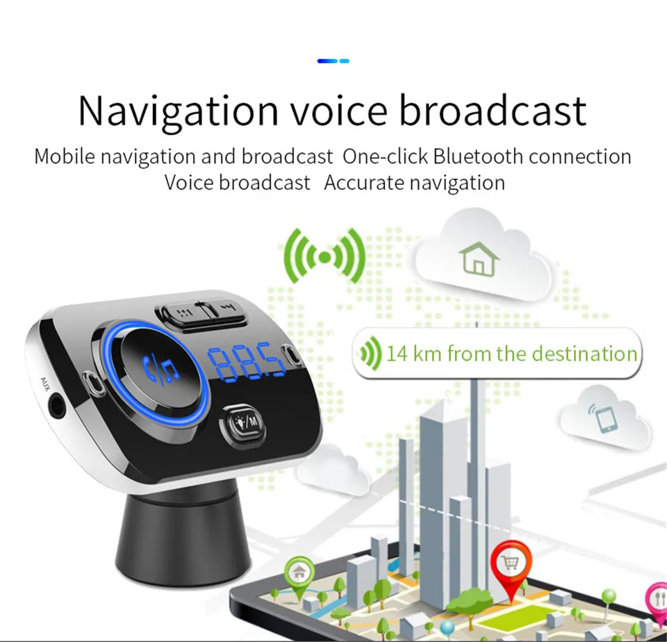 Bluetooth 5,0 fm-передатчик QC3.0 автомобильное зарядное устройство адаптер MP3-плеер двойной USB светильник для быстрой зарядки автомобильный комплект с радио/TF картой/музыкой