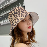 ncmama new leopard panama hat women japanese double sided sunshade bucket hats female sun protection sunscreen caps wholesale