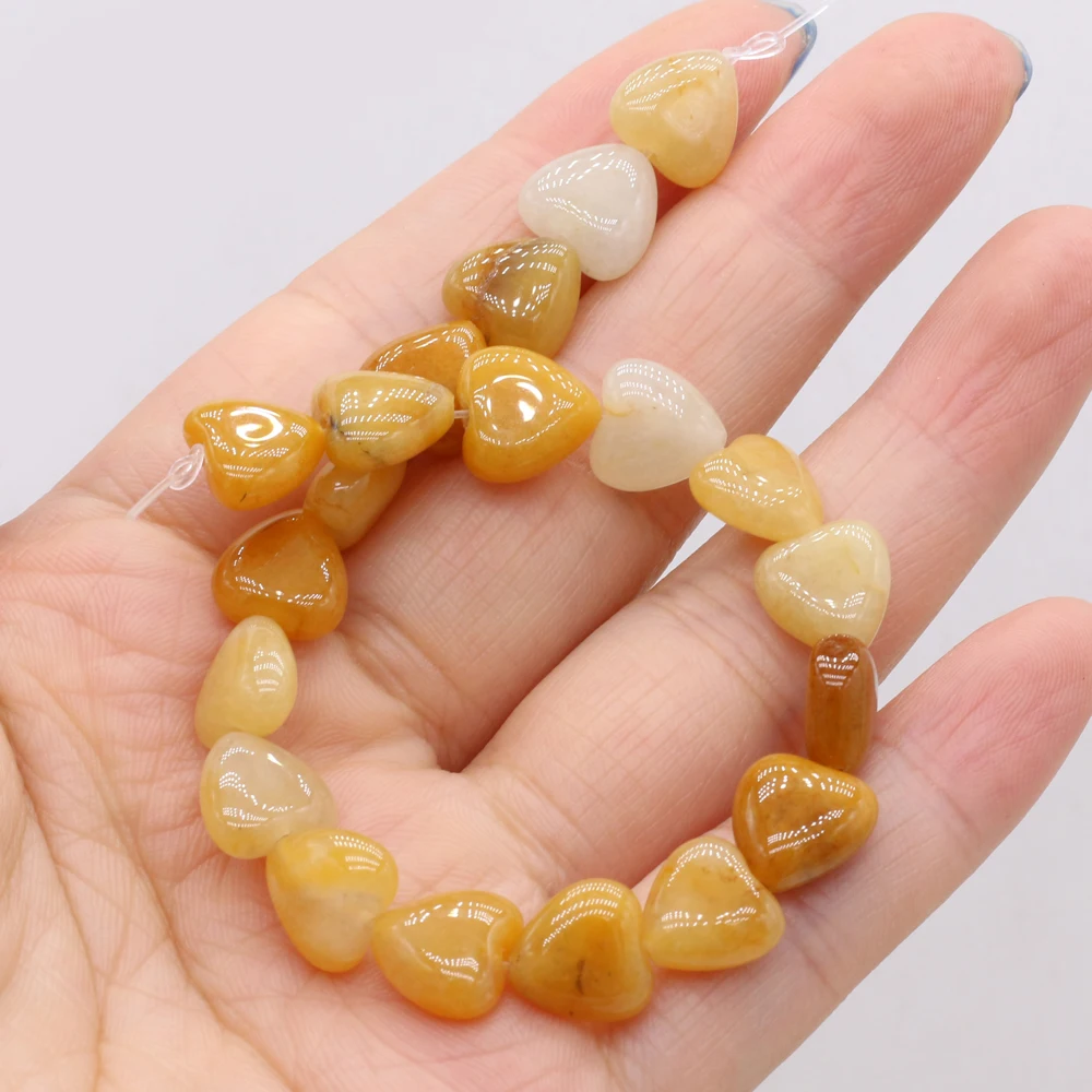

20Pcs Fashion Heart-Shaped Loose Beads Natural Stone Topaz Beaded for DIY Necklace Bracelet Accessories Women Charm Jewelry Gift