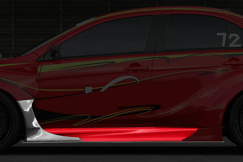 Для Mitsubishi EVO 10 VRSV2 широкий стиль стекловолокна боковые юбки с углеродным волокном