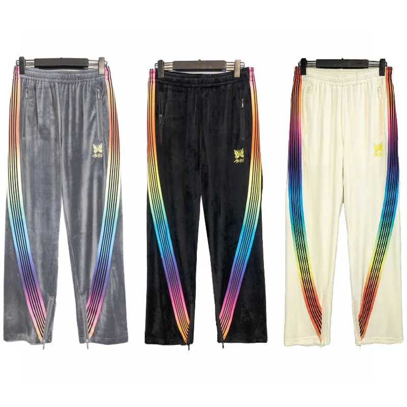 

Женские и мужские бархатные брюки AWGE, черные уличные тренировочные брюки с вышивкой бабочки, модель Y2K,