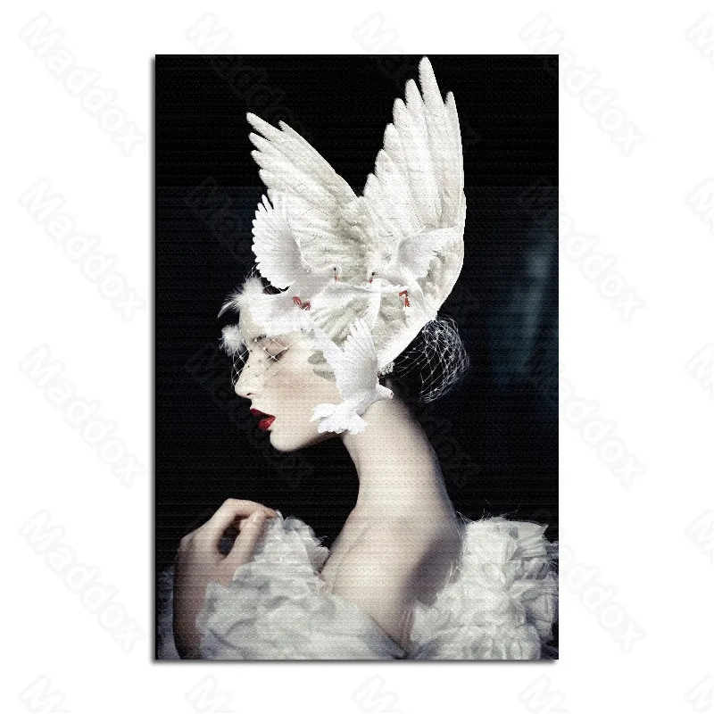

Canvas Printing Modern and Fashionable Individual Character Decorative Paintings White Feathers Hanging Paintings Creative Mural
