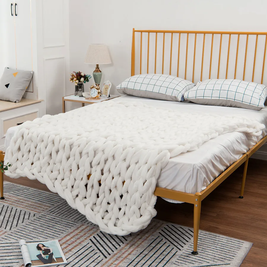 Вязаное одеяло s пряжа вязаное ручная вязка мягкое теплое крупное дешевое