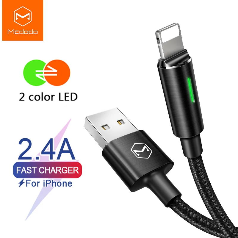 

Mcdodo USB Cable for iPhone lightning 13 12 11 Pro Max XS XR X 8 7 iPad Fast Charge Data Cord Auto disconnect LED Charging Wire