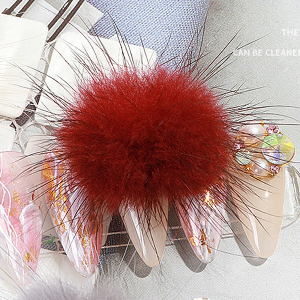 Красивая Магнитная основа Стильный Пушистый Плюшевый шар для ногтей 3D мягкий