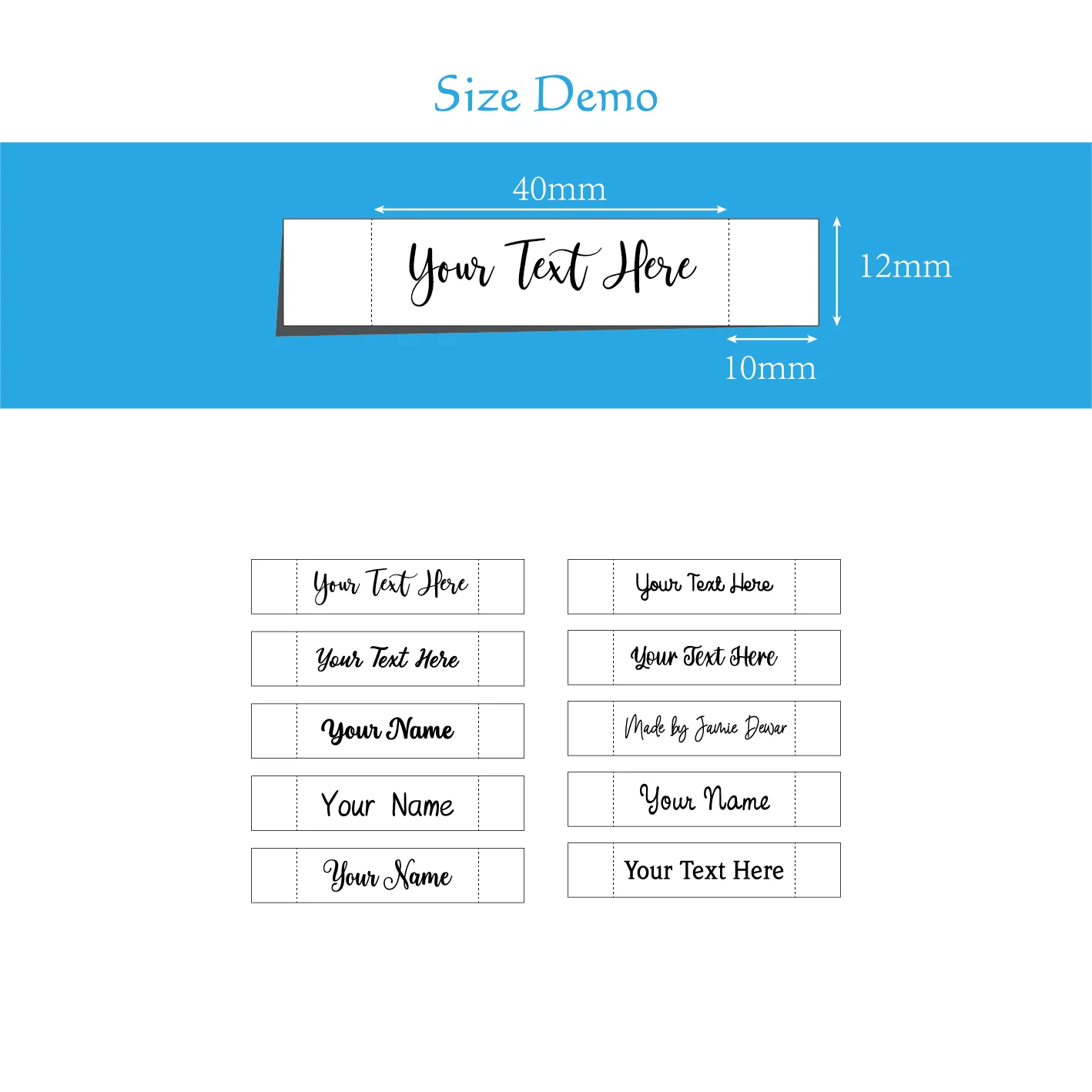 12x60 мм Хлопок с логотипом или текстом шитье аксессуары Этикетка бирки для вязаных