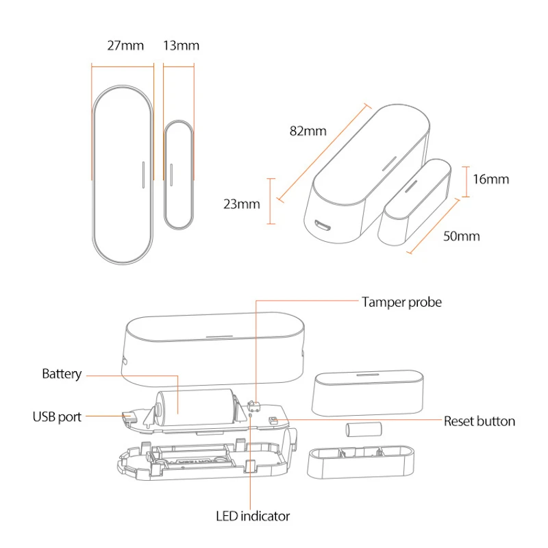 

Bakeey Tuya Zigbee Smart Home Door & Window Sensor APP Remote Control Alarm Detector Smart Home Automation Safety Security
