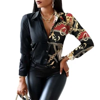 office lady floral print casual shirts and blouses 2021 autumn new long sleeve turn down collar vintage fashion blouse tops