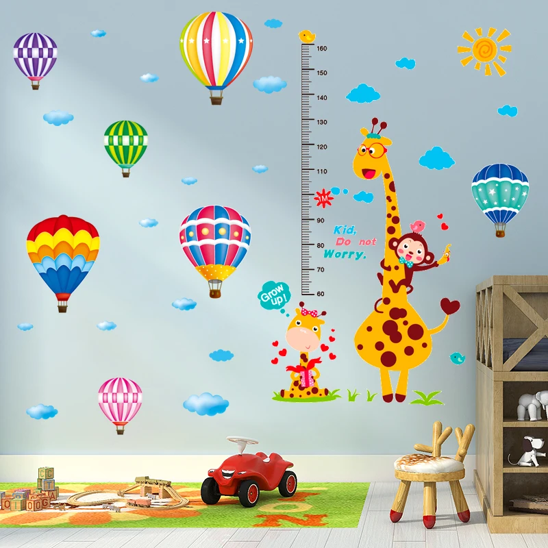 

[shijuekongjian] Cartoon Giraffe Animal Wall Stickers DIY Hot Air Balloons Wall Decals for Kids Room Baby Bedroom Decoration