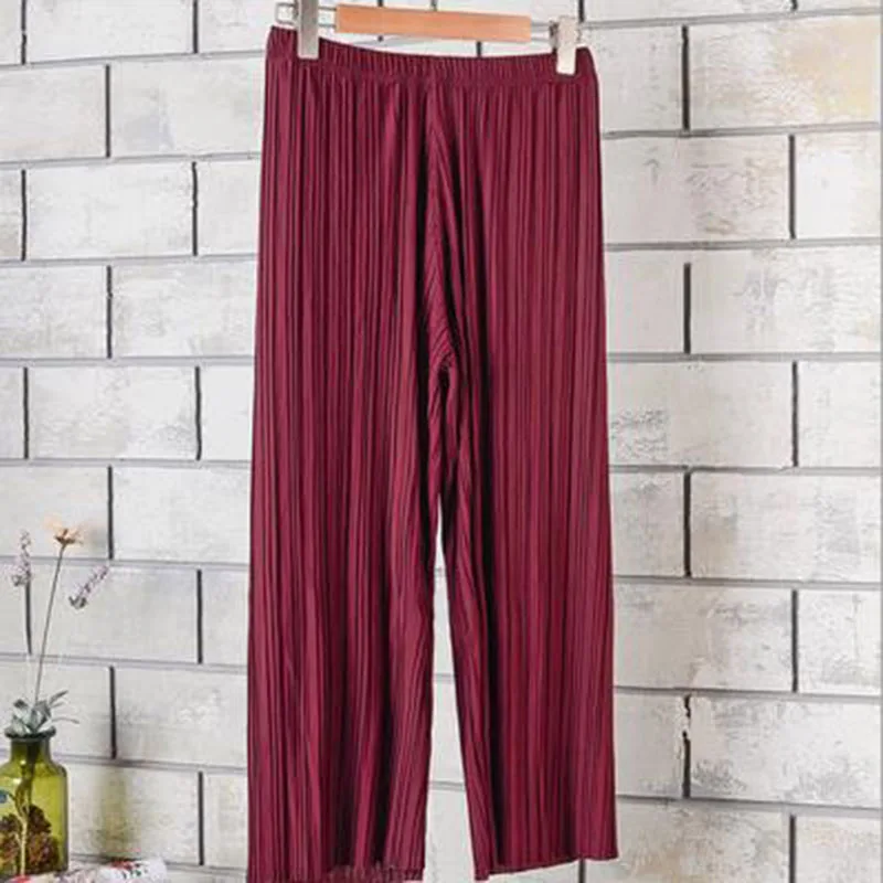 Морщинистые широкие брюки с эластичной резинкой на талии свободные тонкие