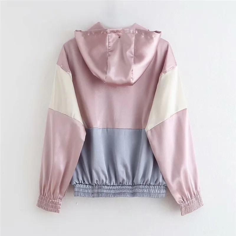 Женский костюм из двух предметов винтажный пуловер-бомбер контрастного цвета