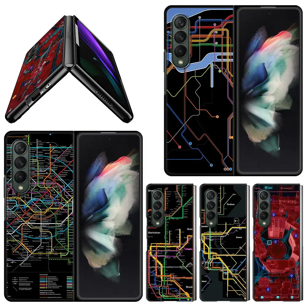 

Capa For Samsung Galaxy Z Fold3 5G Case Folding Ultra Thin Protective Shockproof PC Hard Back Cover Fundas city subway guide