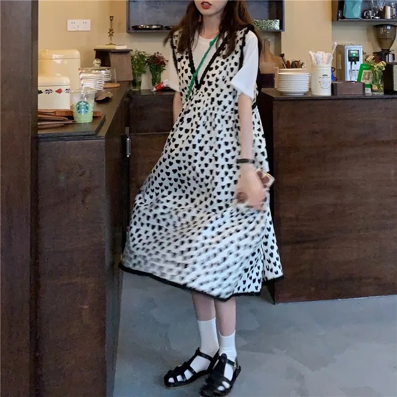 

Dress Summer New Style Korean Loose Mid-length Floral Dress Can Be Salt Can Be Sweet Temperament Skirt Women