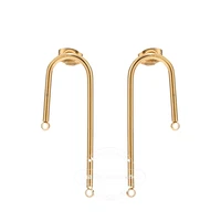 10pcs stainless steel gold u design stud earring posts hypoallergenic diy earring components for earrings making