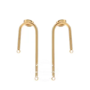 Гвоздики из нержавеющей стали, U-образный дизайн под золото, гипоаллергенные компоненты для сережек сделай сам, 10 шт., изготовление сережек
