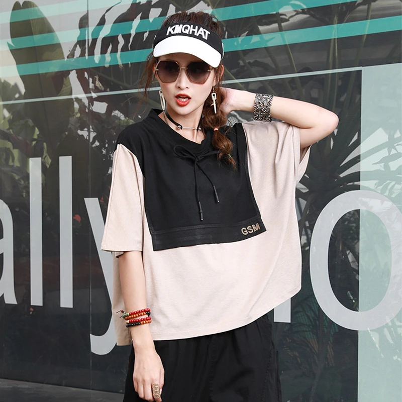

Max LuLu 2020 Summer Fashion Clothes Ladies Patchwork Tee Shirts Womens Loose Cotton Tops Tees Female Loose Streetwear Plus Size