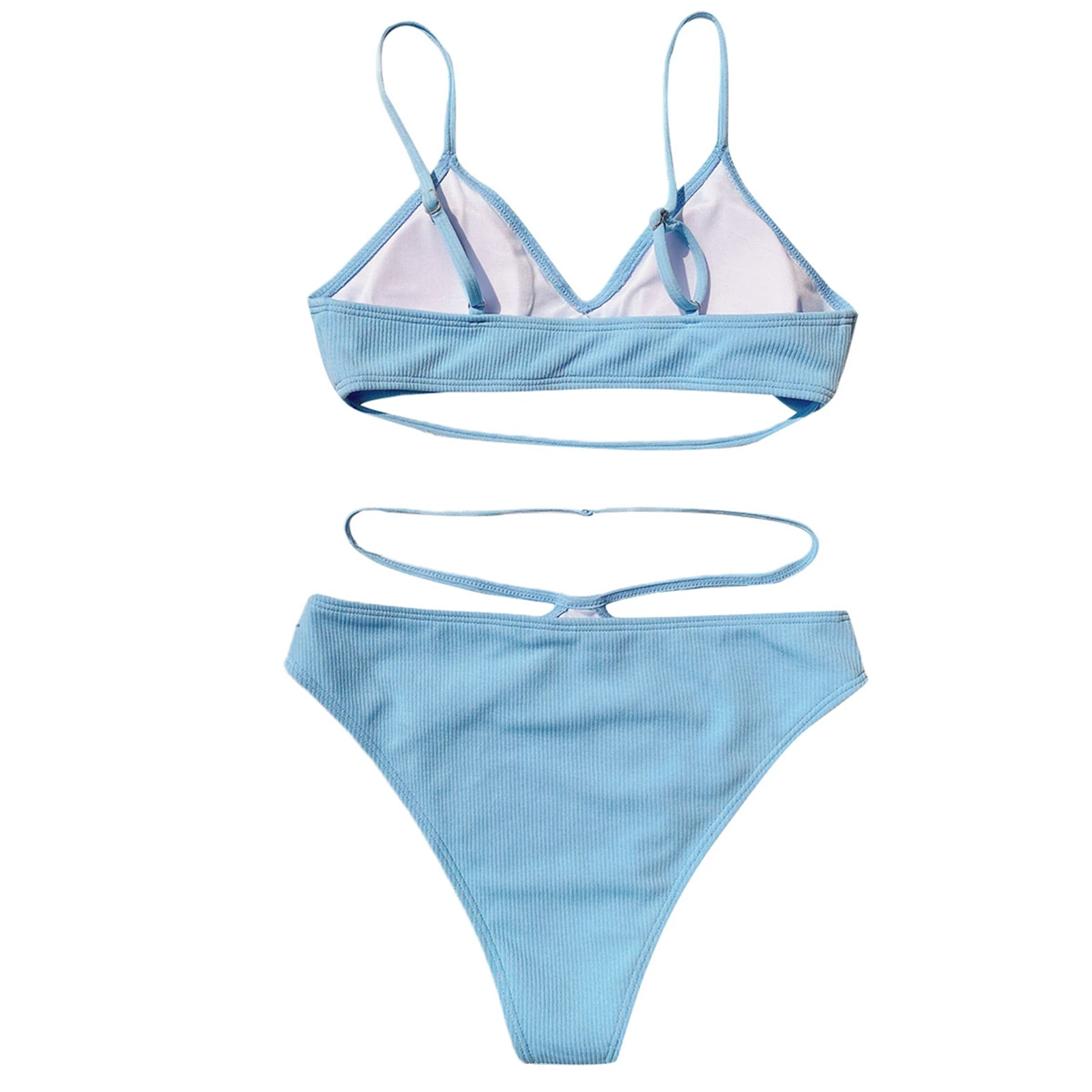 

Sexy Women Two Pieces Bikini Set Solid Color Simple Push Up Swimsuit Summer Bathing Suit High Waist Ladies Beach Swimwear