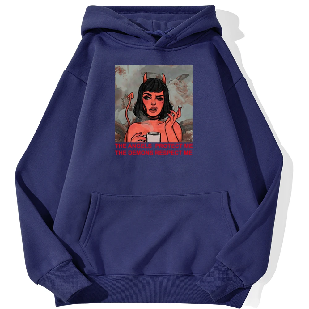 

The Angels Protect Me Pattern Hoodie Sweatshirt Men Casual Warm Hoodies Fashion Funny Tracksuit Autumn Fleece Male Pullover