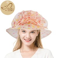romantic ladies special occasion brim wide organza hats party hats with handmade organza with flowers s10 3733