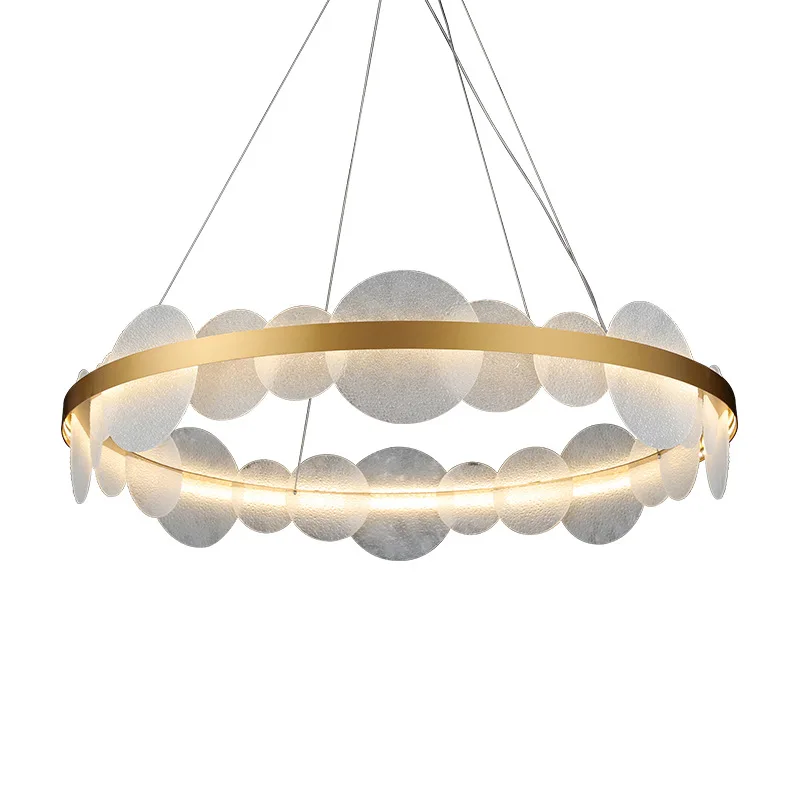 

Nordic living room circle led pendant lights luxury post-modern model room restaurant bar counter bedroom chandelier MJ1117