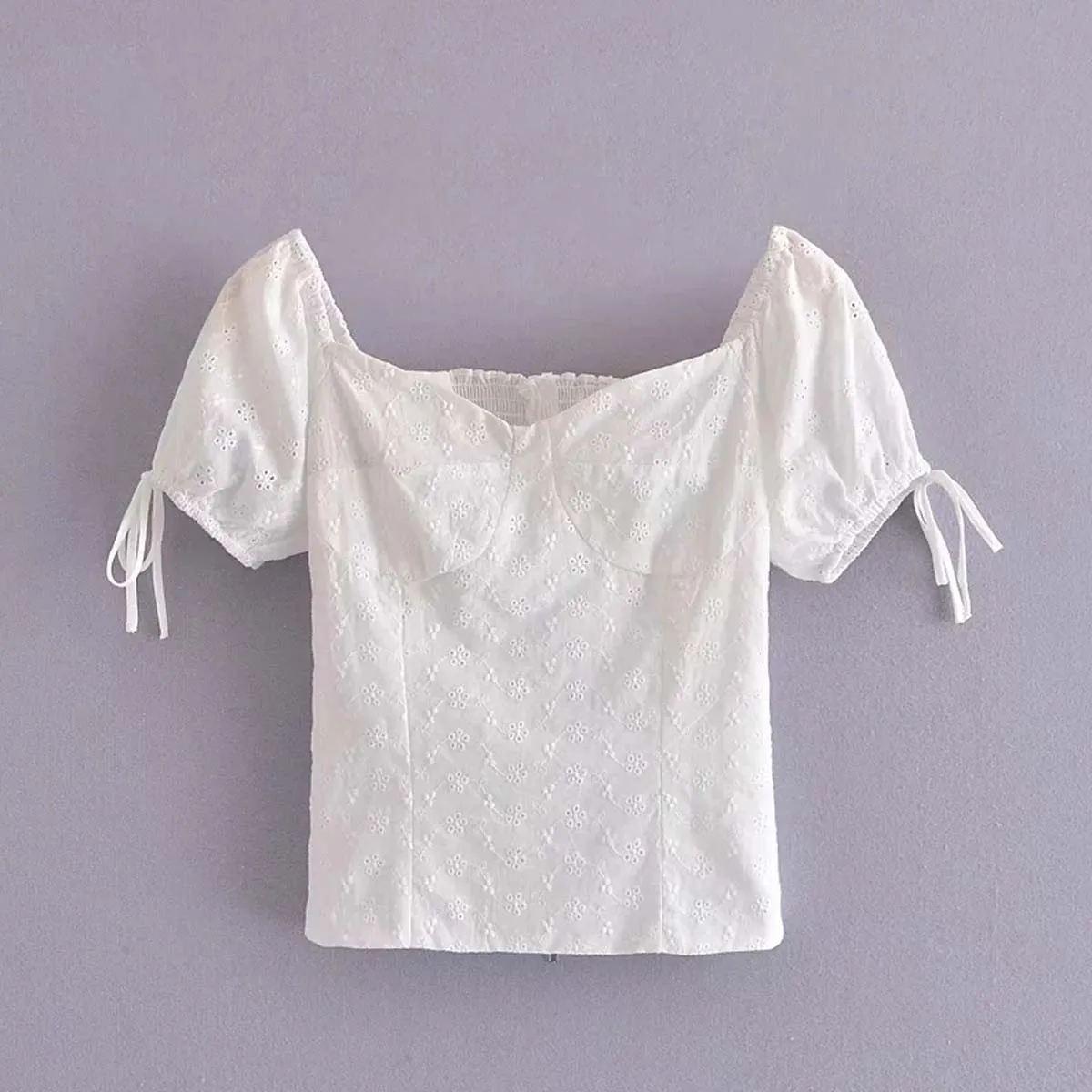 

Basics Square Neck Polyester Short Sleeve Regular Length Blouses DLSY720