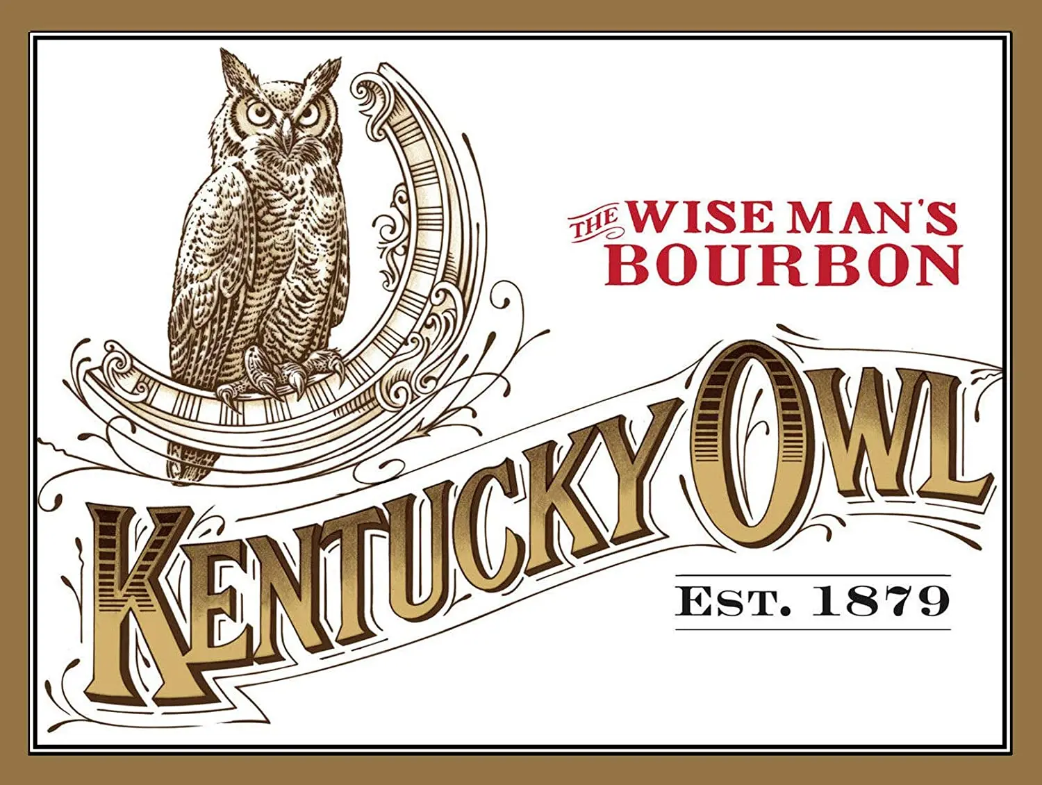 Металлическая Оловянная фотография мужская пещера Кентукки Сова Бурбон 8x12 дюймов