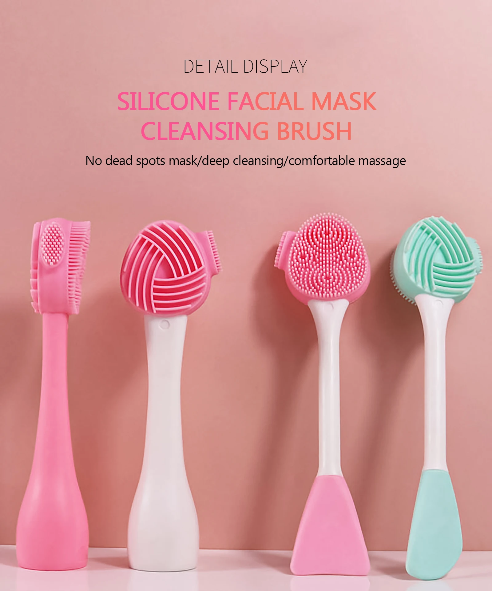 

Double Side Silicone Facial Cleanser Brush Soft Hair Face Massage Washing Brush Manual Blackhead Removal Brush Skin Care Tool