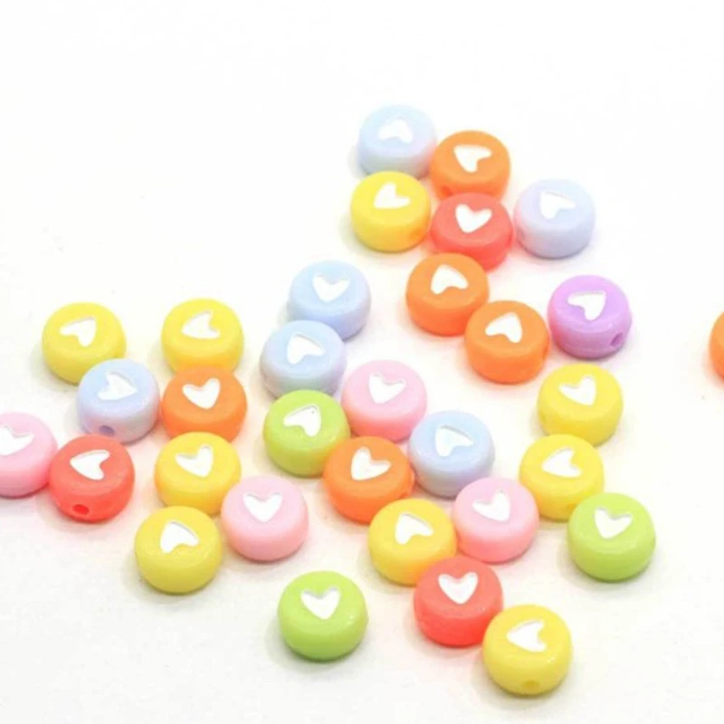 2800 шт. 7 мм акриловые бусины плоские круглые цветные сердца б/у браслет ручной