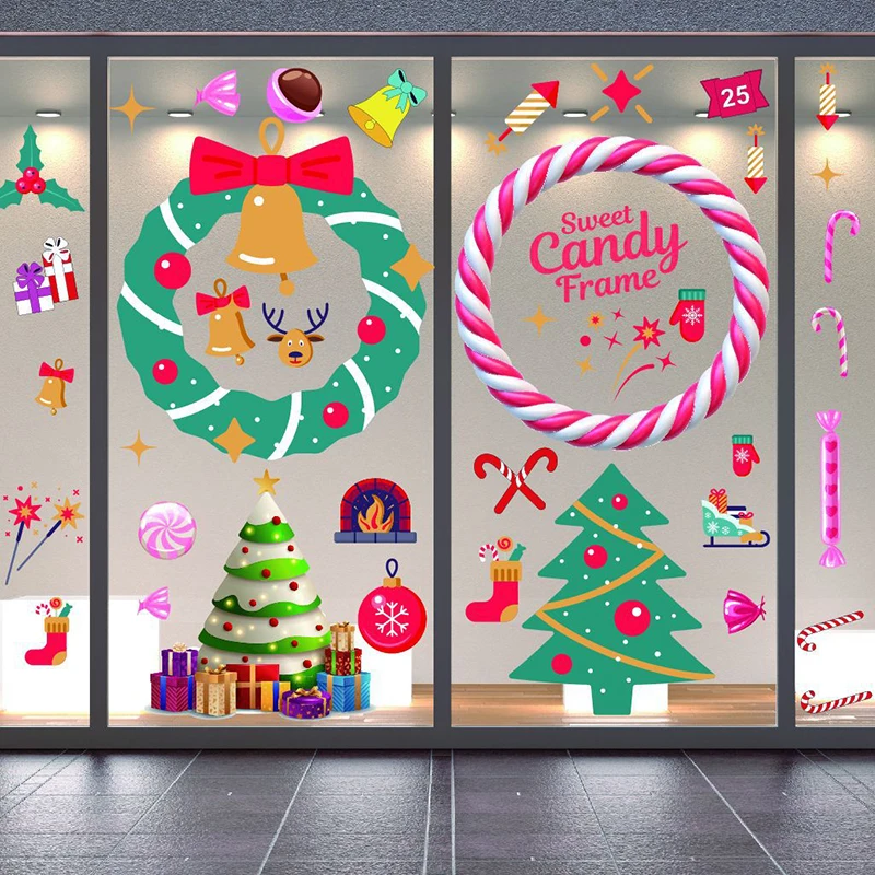 2021 Creative Candy Christmas Sticker Christmas Tree New Year Decoration Bell Adhesive Paper