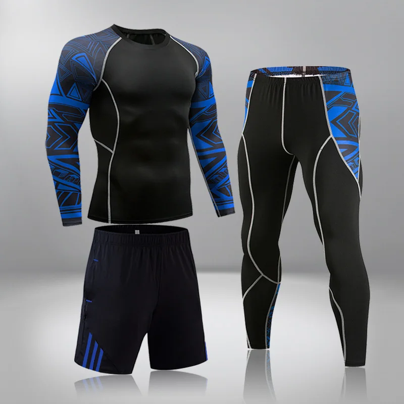 

Men's Clothing Compression Men T-shirt + Leggings Rashgard Kit Long Sleeves Top For Fitness Man Tracksuit Thermal Underwear Sets