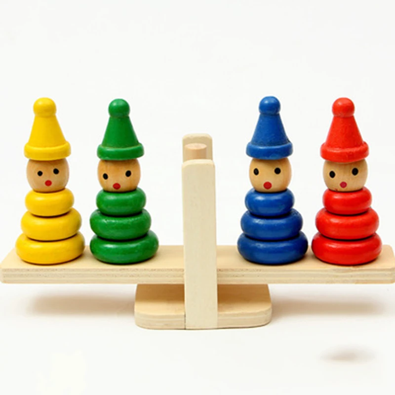 

Math Match Game Board Toys Clown Stacker Match Balancing Scale Balance Game Kids Educational Toy High Quality Safety Supplies