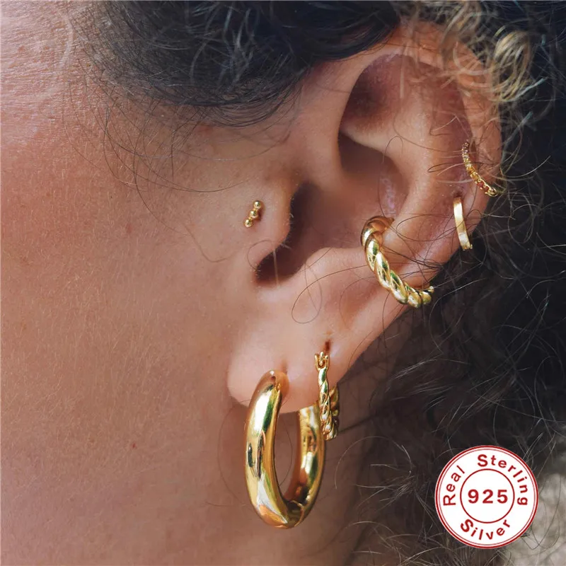 

MC Single S925 Twist Horn Ear Clip 925 Sterling Silver Women Earrings 2021 Trend Fashion Sweet Cute Lovly Girly PendientesPlata