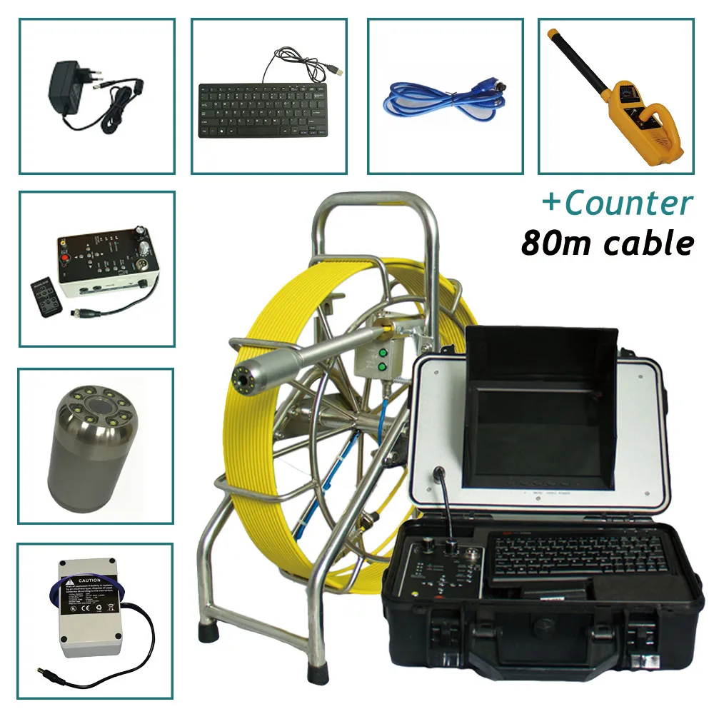 Камера для обследования канализационной трубы 7 мм стекловолоконная 80 м