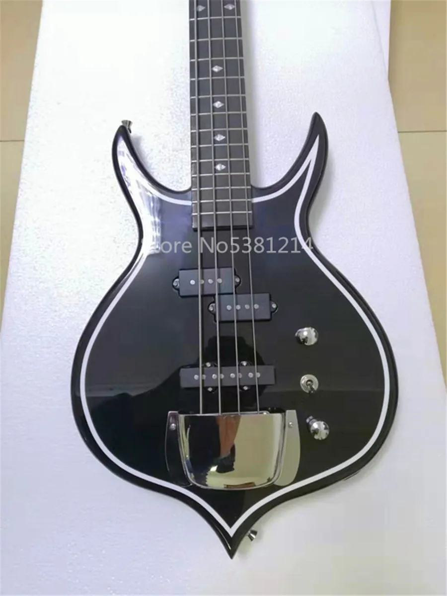 Бесплатная доставка электрическая бас гитара черный корпус