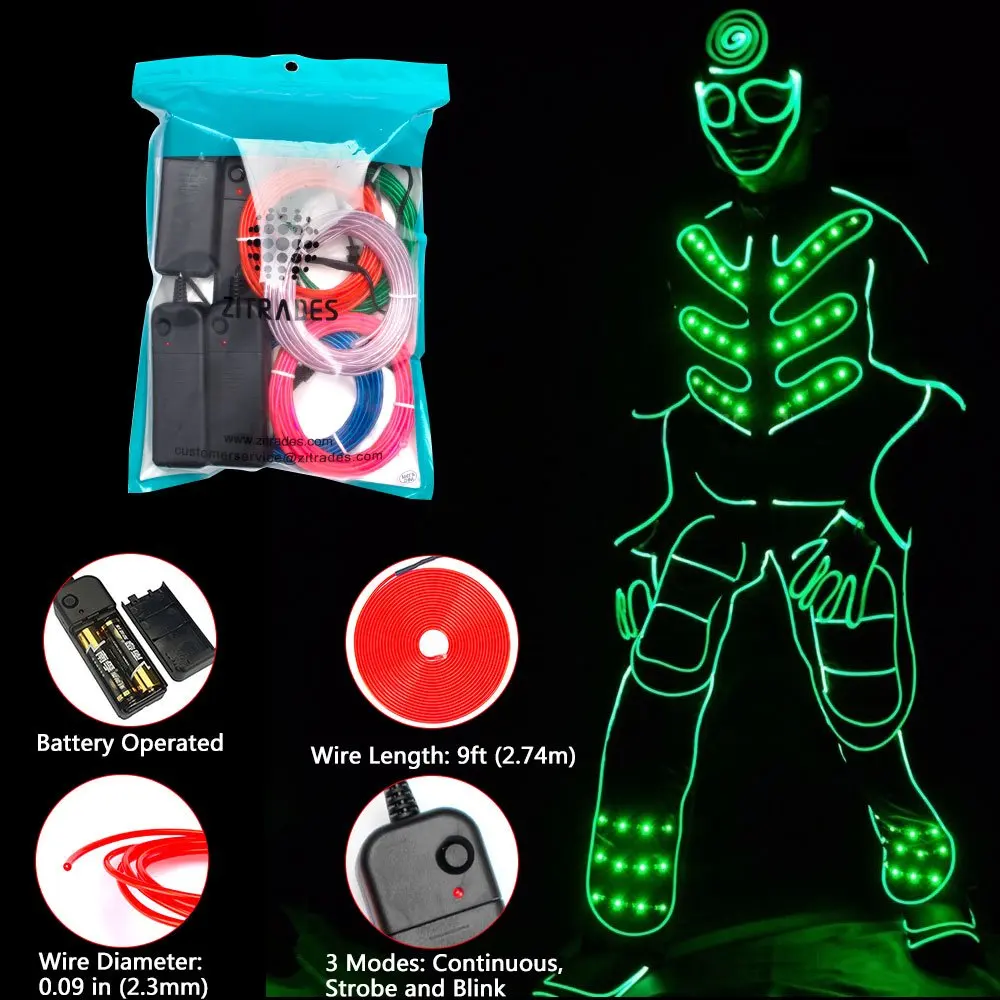 EL Wire Diy свет портативный неоновые огни для вечеринки на Хэллоуин Blacklight Run DIY breachdance Show Одежда вечерние украшения автомобиля D40