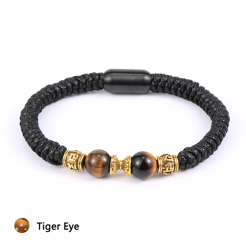 Мужской браслет из Тигрового Глаза натурального камня обсидиан лазурит бисера